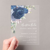 Invitations En Acrylique Bouquet de fleurs bleues Nuestra Boda Mariage espa (In situ (ordinateur de poche))