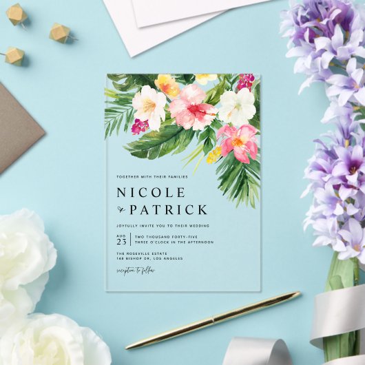 Invitations En Acrylique Bouquet de fleurs tropicales Mariage d'été (Insitu (Mariage))