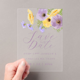 Invitations En Acrylique Bouquet de mariage élégant de fleurs sauvages à l'