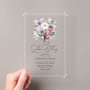 Invitations En Acrylique Bouquet Floral Pastel Amour Romantique Mariage Élé