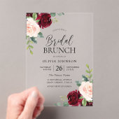 Invitations En Acrylique Bourgogne & Fleurs rousses Fête des mariées Brunch (In situ (ordinateur de poche))