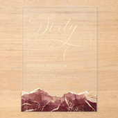 Invitations En Acrylique Bourgogne Gold Agate 60e Soixante Anniversaire (Recto)