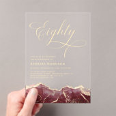 Invitations En Acrylique Bourgogne Gold Agate 80e Soirée Anniversaire (In situ (ordinateur de poche))