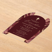 Invitations En Acrylique Bourgogne Gold Agate Confirmation Moderne Élégant (Poser)
