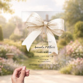 Invitations En Acrylique Bow crème beige fille clair Confirmation
