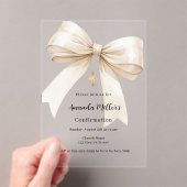 Invitations En Acrylique Bow crème beige fille clair Confirmation (In situ (ordinateur de poche))