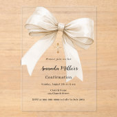 Invitations En Acrylique Bow crème beige fille clair Confirmation (Recto)