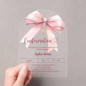 Invitations En Acrylique Bow pink girl clear luxury arch Confirmation (In situ (ordinateur de poche))