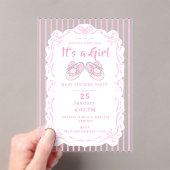 Invitations En Acrylique Bow Ribbon C'est une fille Baby Chaussure rose Inv (In situ (ordinateur de poche))