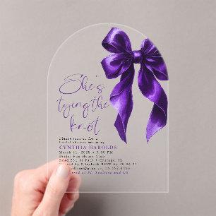 Invitations En Acrylique Bow violet foncé Elle noue la Fête des mariées de 