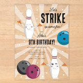 Invitations En Acrylique Bowling Pizza Strike Up Some Fun Anniversaire Enfa (Recto)