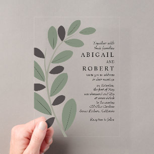 Invitations En Acrylique Branche d'olive stylisée mariage charme méditerran