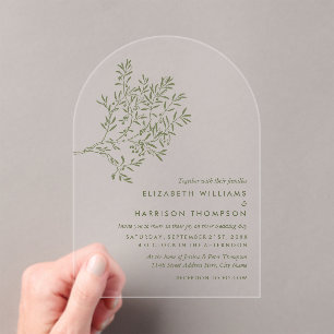 Invitations En Acrylique Branche d'olivier, Mariage Rustique & Minimaliste