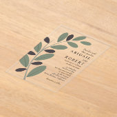 Invitations En Acrylique Branche d'Olivier stylisée mariage de charme médit (Poser)