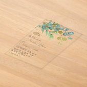 Invitations En Acrylique Branche dorée de eucalyptus rustique pour mariage (Poser)