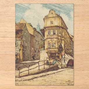 Invitations En Acrylique Bratislava par Richard Lux gravure colorée du sièc