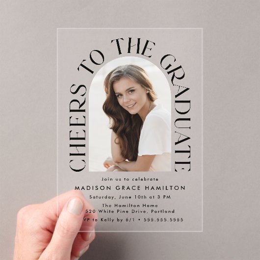 Invitations En Acrylique Bravo à la Graduate Arch Photo Graduation Party (In situ (ordinateur de poche))