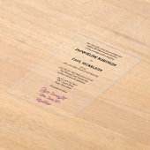 Invitations En Acrylique Bride et pièce noire et rose clair (Poser)