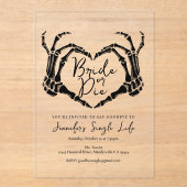 Invitations En Acrylique Bride or Die Bachelorette Party Skeleton Heart  (Recto)
