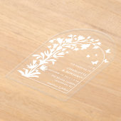 Invitations En Acrylique Bride Papillon Botanique Blanc à Arche (Poser)