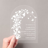 Invitations En Acrylique Bride Papillon Botanique Blanc à Arche (In situ (ordinateur de poche))