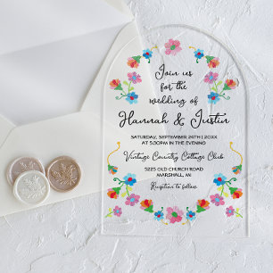 Invitations En Acrylique Broderie Mariage Floral Fiesta Mexicain