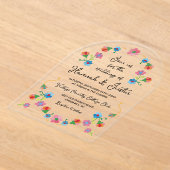 Invitations En Acrylique Broderie mexicaine Fiesta Floral Mariage (Poser)
