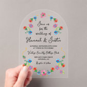Invitations En Acrylique Broderie mexicaine Fiesta Floral Mariage (In situ (ordinateur de poche))