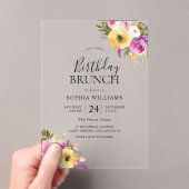 Invitations En Acrylique Brosse Purple Blush Womans Anniversaire Fête Brunc (In situ (ordinateur de poche))