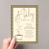Invitations En Acrylique Brown Gingham Coffee Baby is Brewing Shower  (In situ (ordinateur de poche))