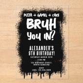 Invitations En Acrylique Bruh Boy Black Graffiti Street Art Birthday (Recto)