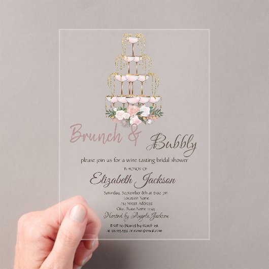 Invitations En Acrylique  Brunch & Bubbly Champagne Glass Bridal Shower   (In situ (ordinateur de poche))