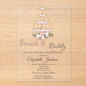Invitations En Acrylique  Brunch & Bubbly Champagne Glass Bridal Shower   (Recto)