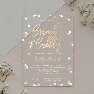 Invitations En Acrylique Brunch & Bubbly Confetti Enterrement de Vie de Jeu