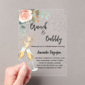 Invitations En Acrylique Brunch Bubbly Fête des mariées rose or fleuri (In situ (ordinateur de poche))
