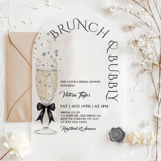 Invitations En Acrylique Brunch & Bubbly Prosecco Bow Fête des mariées