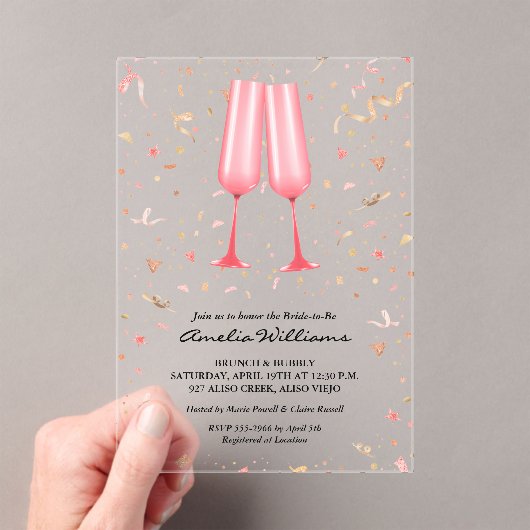 Invitations En Acrylique Brunch Champagne Bridal Shower (In situ (ordinateur de poche))