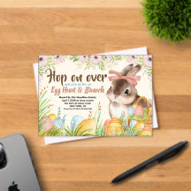 Brunch de Pâques & Chasse aux œufs Lapin aquarelle
