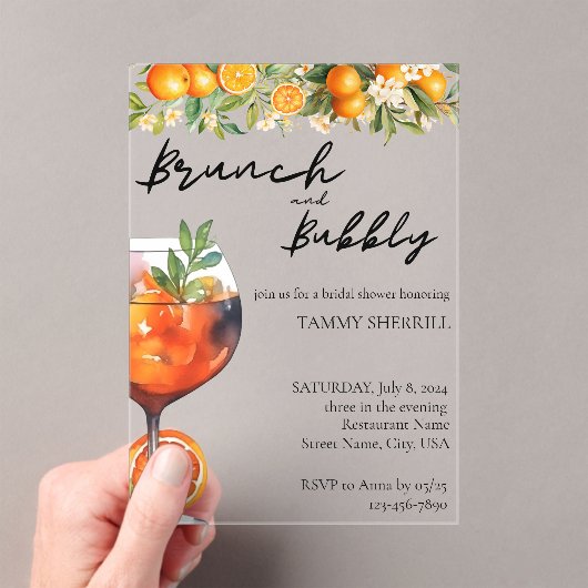 Invitations En Acrylique Brunch et Aperol Spritz Orange Italien (In situ (ordinateur de poche))