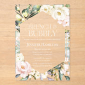Invitations En Acrylique Brunch et Bubbly | Fête des mariées florale Boho (Recto)
