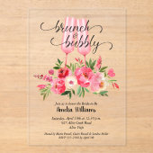 Invitations En Acrylique Brunch et Bubbly Floral pour EVJF (Recto)