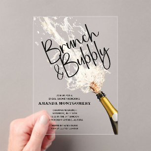 Invitations En Acrylique Brunch et Bubbly Shower de Mariée