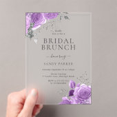 Invitations En Acrylique Brunch Fête des mariées Lavender Purple & Argent (In situ (ordinateur de poche))