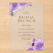 Invitations En Acrylique Brunch Fête des mariées Lavender Purple & Argent (Recto)