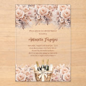 Invitations En Acrylique Brunch mousseux Fête des mariées rose de pêche bei (Recto)