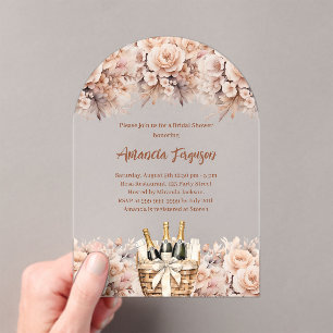Invitations En Acrylique Brunch mousseux pêche beige rose arche Fête des ma