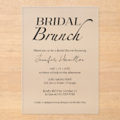 Invitations En Acrylique Brunch nuptial | Fête des mariées noire et blanche (Recto)