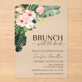 Invitations En Acrylique Brunch tropical avec la Fête des mariées de mariée (Recto)