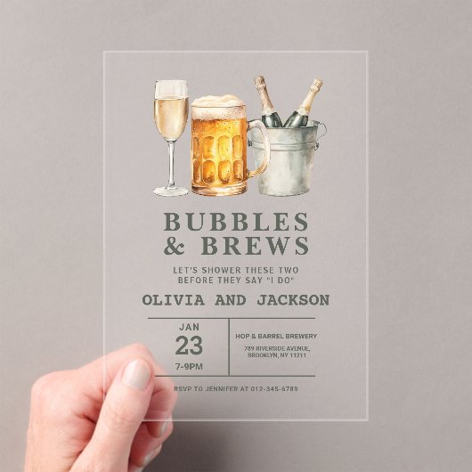 Invitations En Acrylique Bubbles & Brews Couples Douche (In situ (ordinateur de poche))