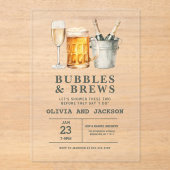 Invitations En Acrylique Bubbles & Brews Couples Douche (Recto)